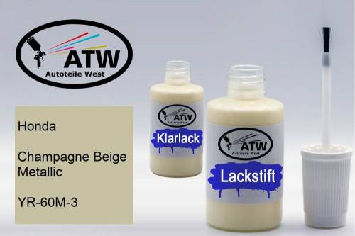 Honda, Champagne Beige Metallic, YR-60M-3: 20ml Lackstift + 20ml Klarlack - Set, von ATW Autoteile West.